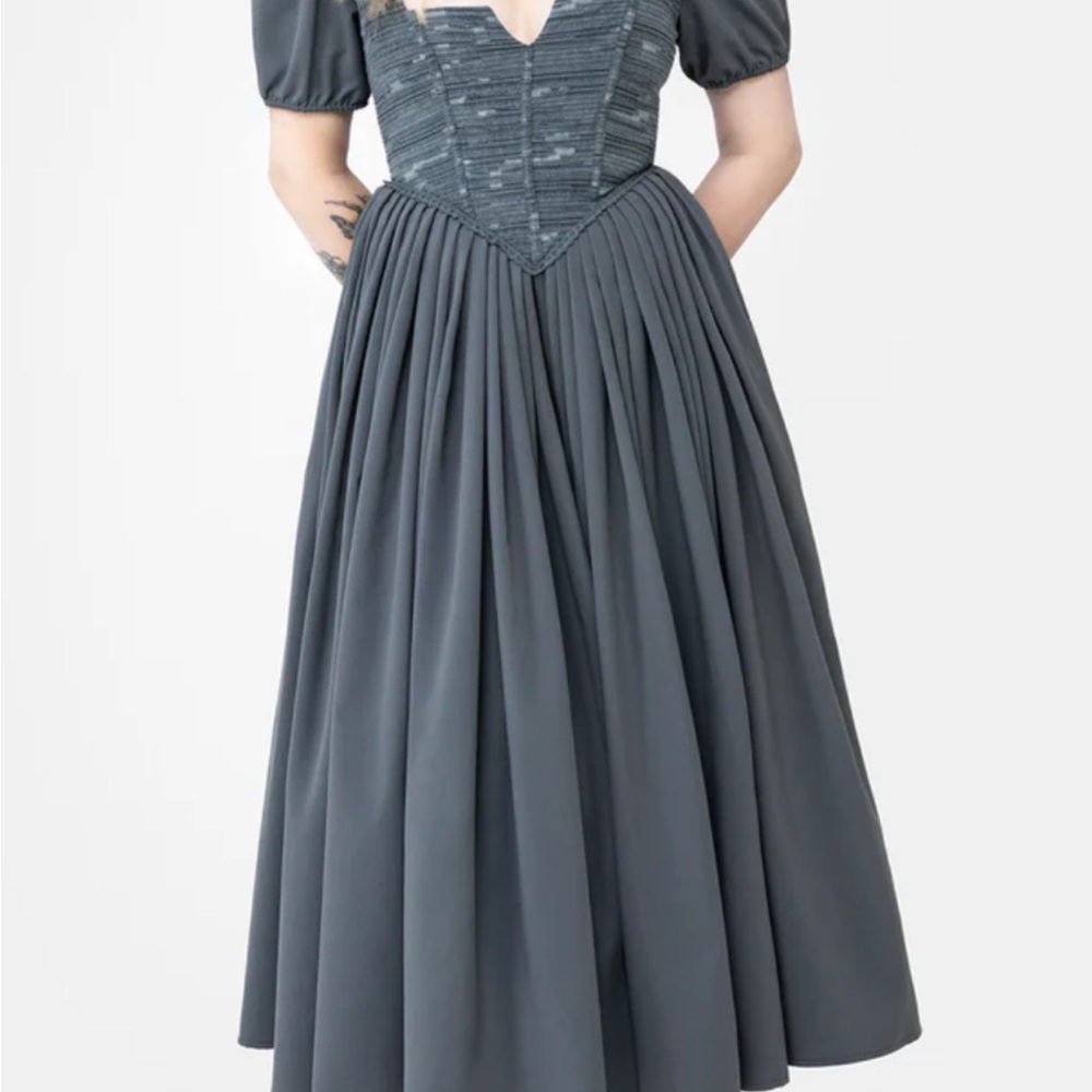 Disturbia Slain Puff Sleeve Corset Midi Dress - Picture 8 of 12